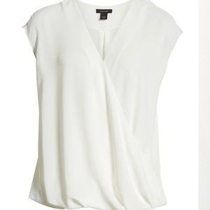 Halogen White Draped V-Neck Top